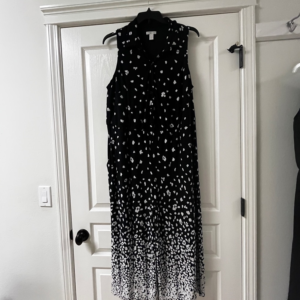 London Times Black and White Maxi Dress